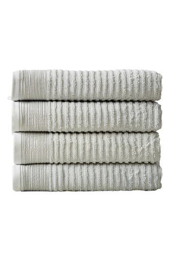 Woven & Weft Set Of 4 Textured Bath Towels In Light Grey