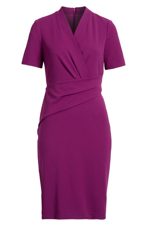 Pleated Scuba Crepe Dress