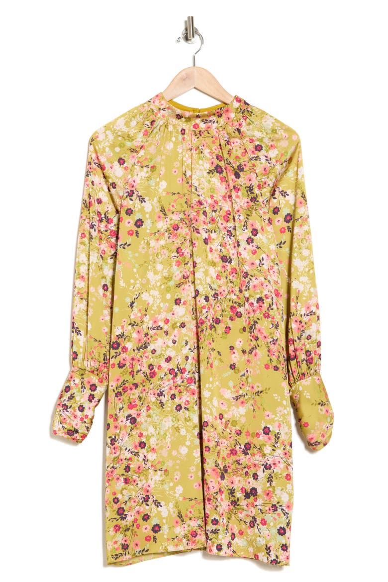 Long Sleeve Floral A-Line Dress, Alternate, color, GREEN MULTI