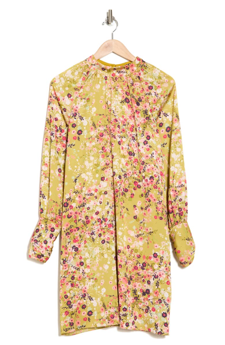 Julia Jordan Long Sleeve Floral A-Line Dress, Alternate, color, Green Multi