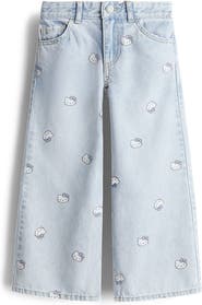 H&M Printed Wide Leg Jeans