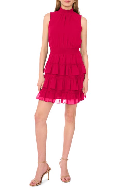 Smock Neck Sleeveless Fit & Flare Dress