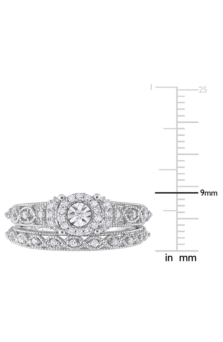Julianna B. Diamond Double Row Halo Bridal Ring Set, Alternate, color, Sterling Silver