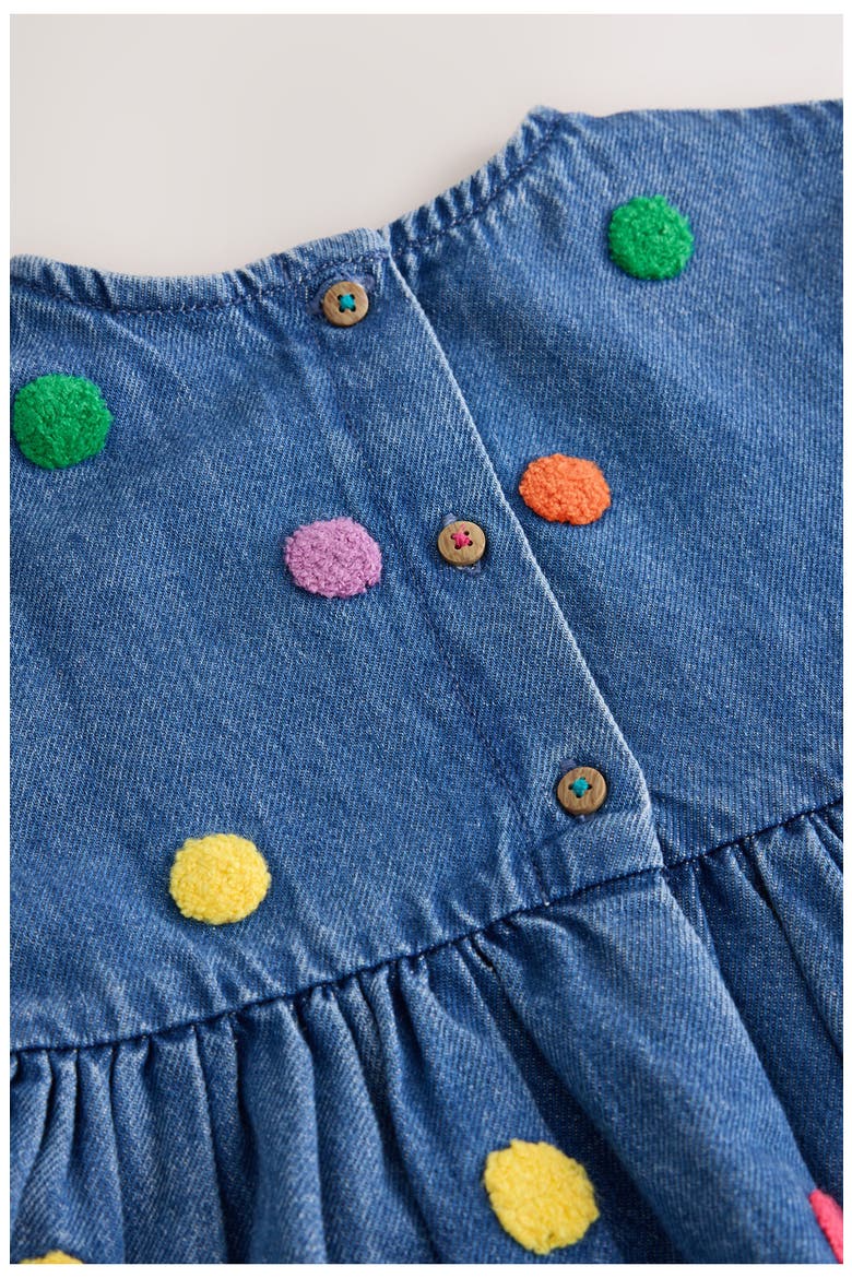 Kids' Polka Dot Denim Dress, Alternate, color, BLUE