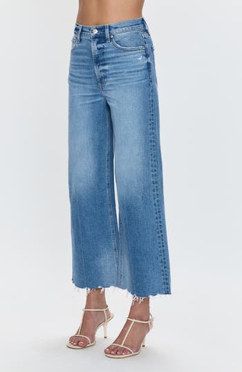 Lana Raw Hem Ankle Wide Leg Jeans