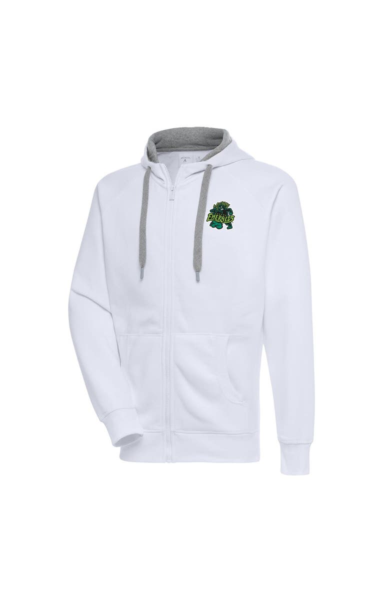 ANTIGUA Men's Antigua  White Eugene Emeralds Victory Full-Zip Hoodie, Main, color, 
