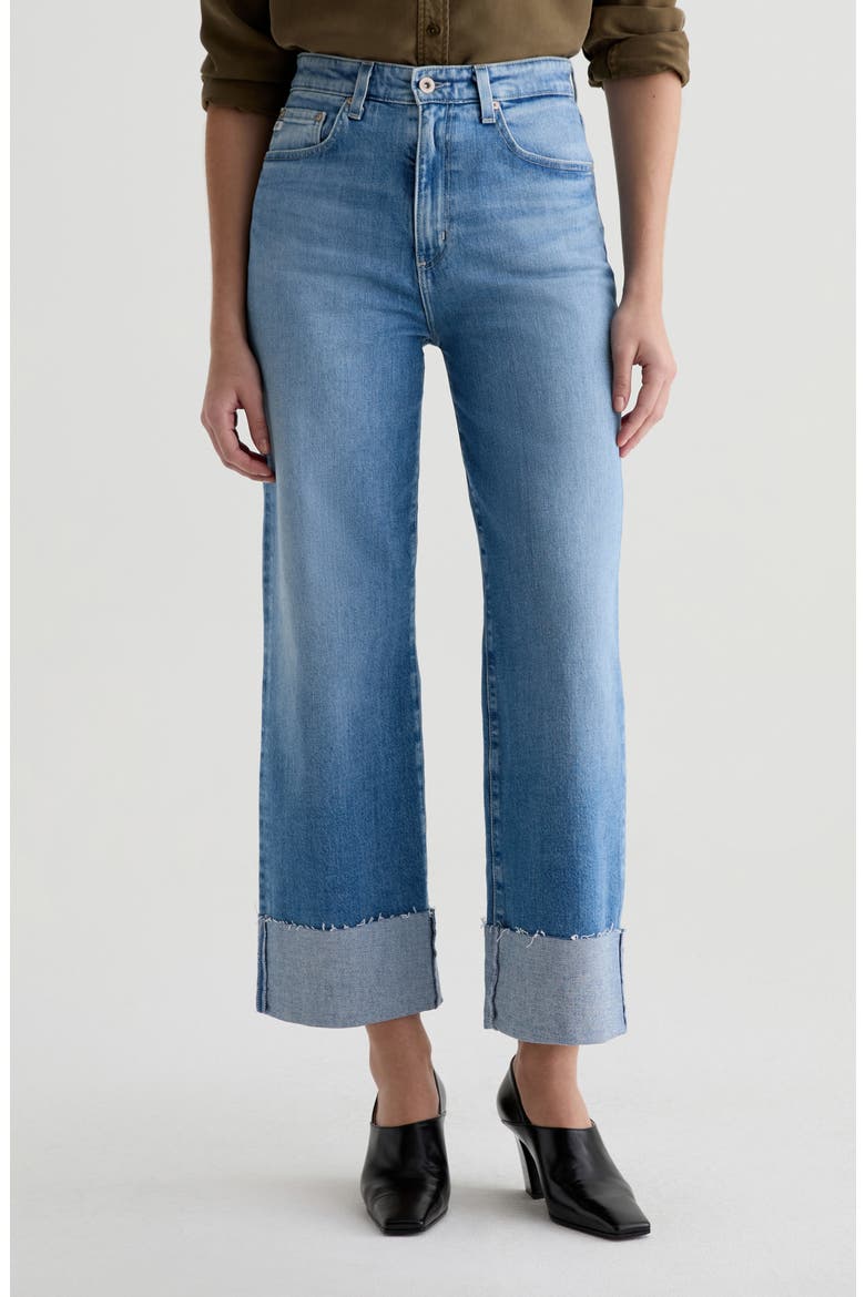 Kora Cuffed Raw Hem High Waist Ankle Wide Leg Jeans, Main, color, SINCERELY