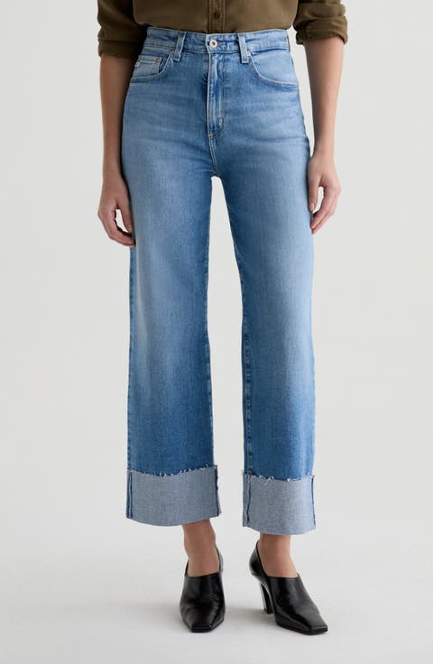 Kora Cuffed Raw Hem High Waist Ankle Wide Leg Jeans (Sincerely)
