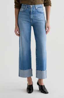 AG Kora Cuffed Raw Hem High Waist Ankle Wide Leg Jeans