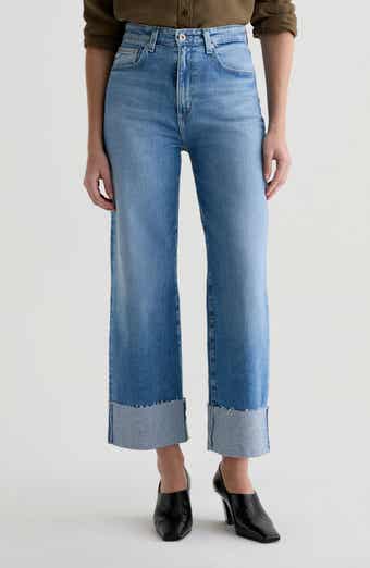 AG Kora Cuffed Raw Hem High Waist Ankle Wide Leg Jeans
