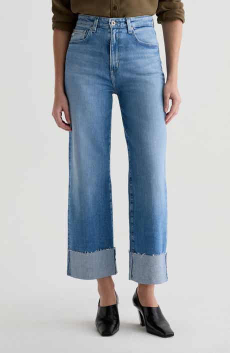 AG Kora Cuffed Raw Hem High Waist Ankle Wide Leg Jeans