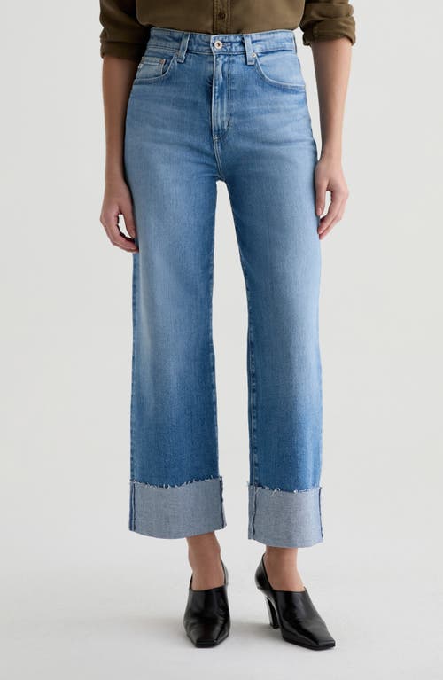 Ag Kora Cuffed Raw Hem High Waist Ankle Wide Leg Jeans In Blue