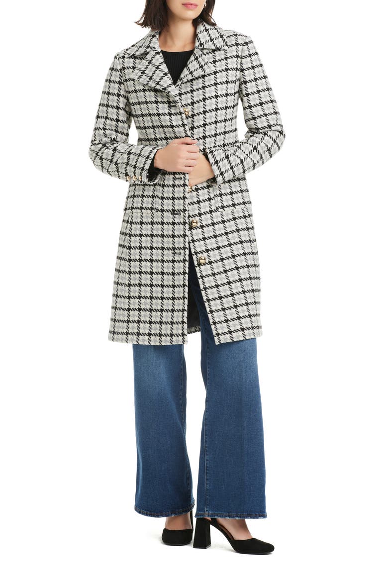 single breasted notch lapel coat, Alternate, color, MINI HOUNDSTOOTH CHECK