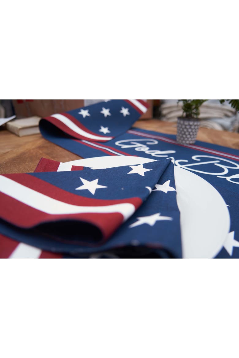 "God Bless America" Cursive Patriotic Table Runner 14" x 72", Alternate, color, Blue