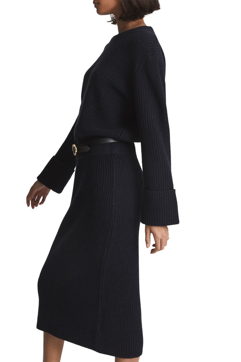Jodie Long Sleeve Wool & Cashmere Blend Sweater Dress, Alternate, color, NAVY