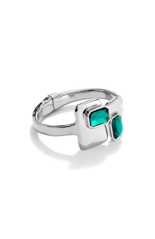 Unode50 Rigid Sterling Silver-plated Bracelet With Green Crystals In Metallic