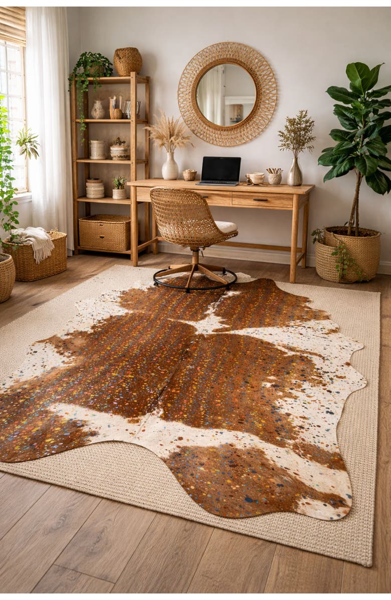 Rhacam Eco Hides RH Rugs Luma Metallic Color Cowhide Rug 8'1" × 6'8", Alternate, color, Metallic Color