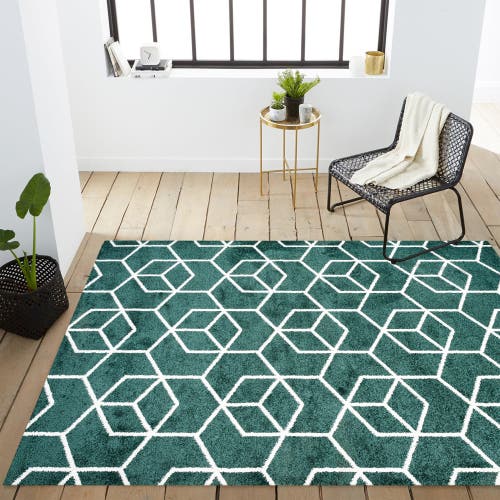 Jonathan Y Tumbling Blocks Modern Geometric Area Rug In Green/white
