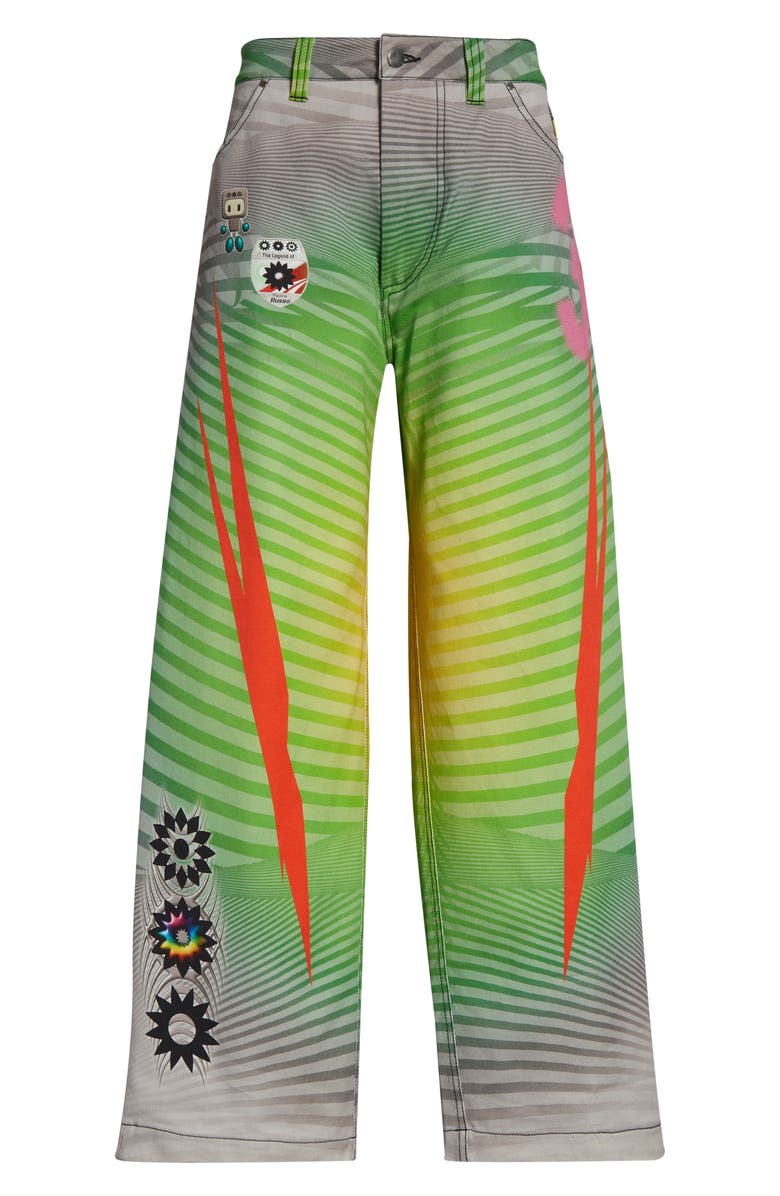 Paolina Russo Baggy Wide Leg Jeans, Alternate, color, Green