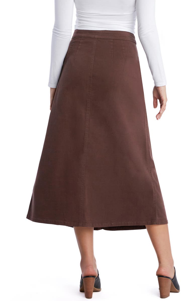 Wash Lab Denim Delphine Side Pleat Denim Maxi Skirt, Alternate, color, Rich Brown