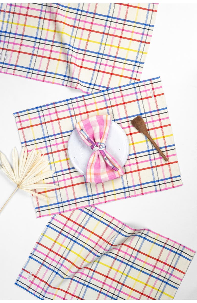 Archive New York Vera Plaid Handwoven Cotton Placemats, Set of 4, Main, color, White