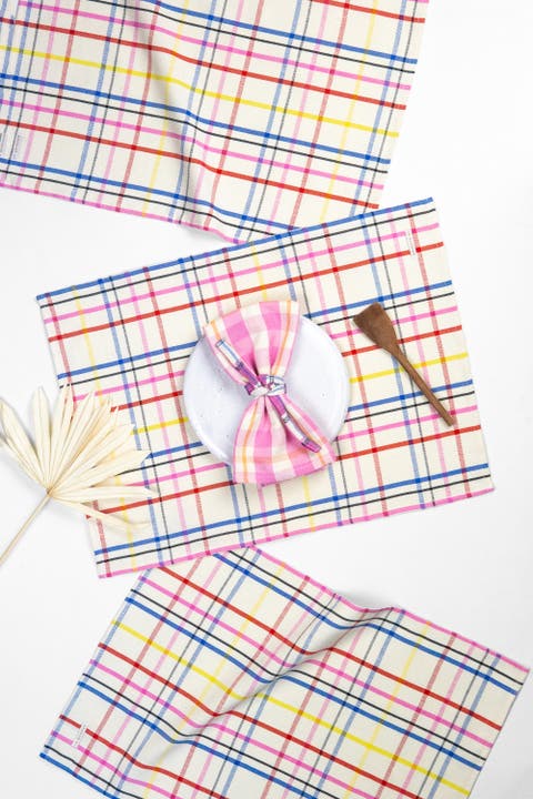 Vera Plaid Handwoven Cotton Placemats, Set of 4