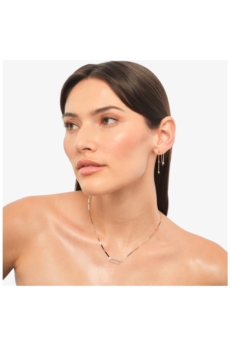 14K Gold Double Baguette Diamond Threader Earrings, Alternate, color, GOLD