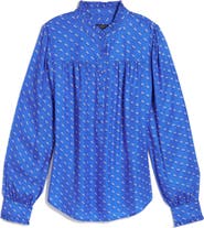 vineyard vines Ruffle Collar Silk Blend Popover Top