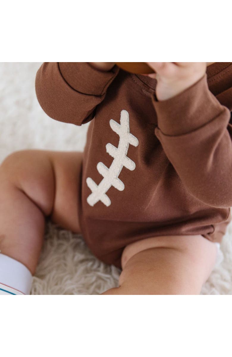 Sweet Wink Football Lace Patch Long Sleeve Romper, Alternate, color, 