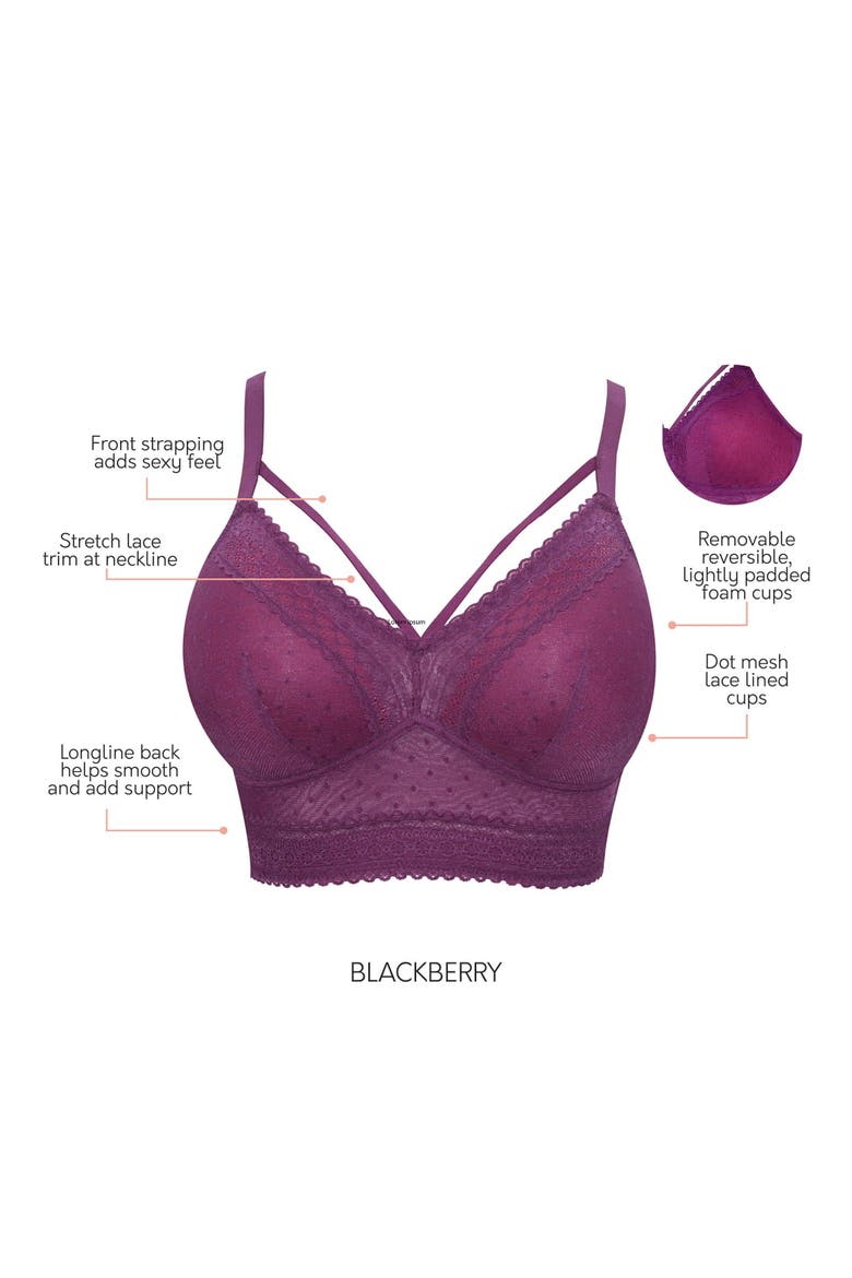 Mia Wire-Free Padded Mesh Bralette, Alternate, color, Blackberry