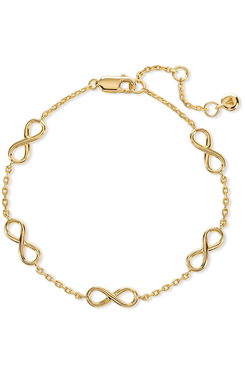 DEVATA Infinity Five-Charm Chain Bracelet in Gold Plated Sterling Silver, Main, color, Yellow Gold