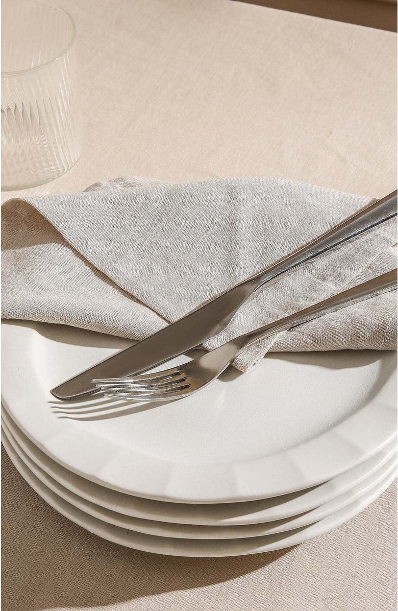 Stone Lain Oasis Stoneware 4-Piece Dinner Plate Set, Alternate, color, White