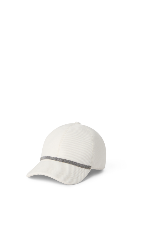 Brunello Cucinelli Panelled Linen Baseball Cap With Curved Brim In Neutral