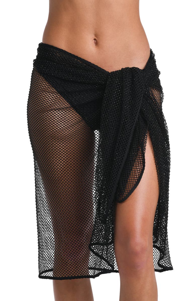 L'AGENCE Maribel Rhinestone Sheer Cover-Up Pareo, Alternate, color, 