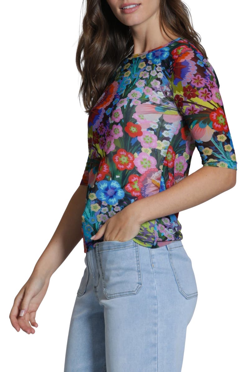 APNY Butterfly Print Mesh Top, Alternate, color, Blue Multi