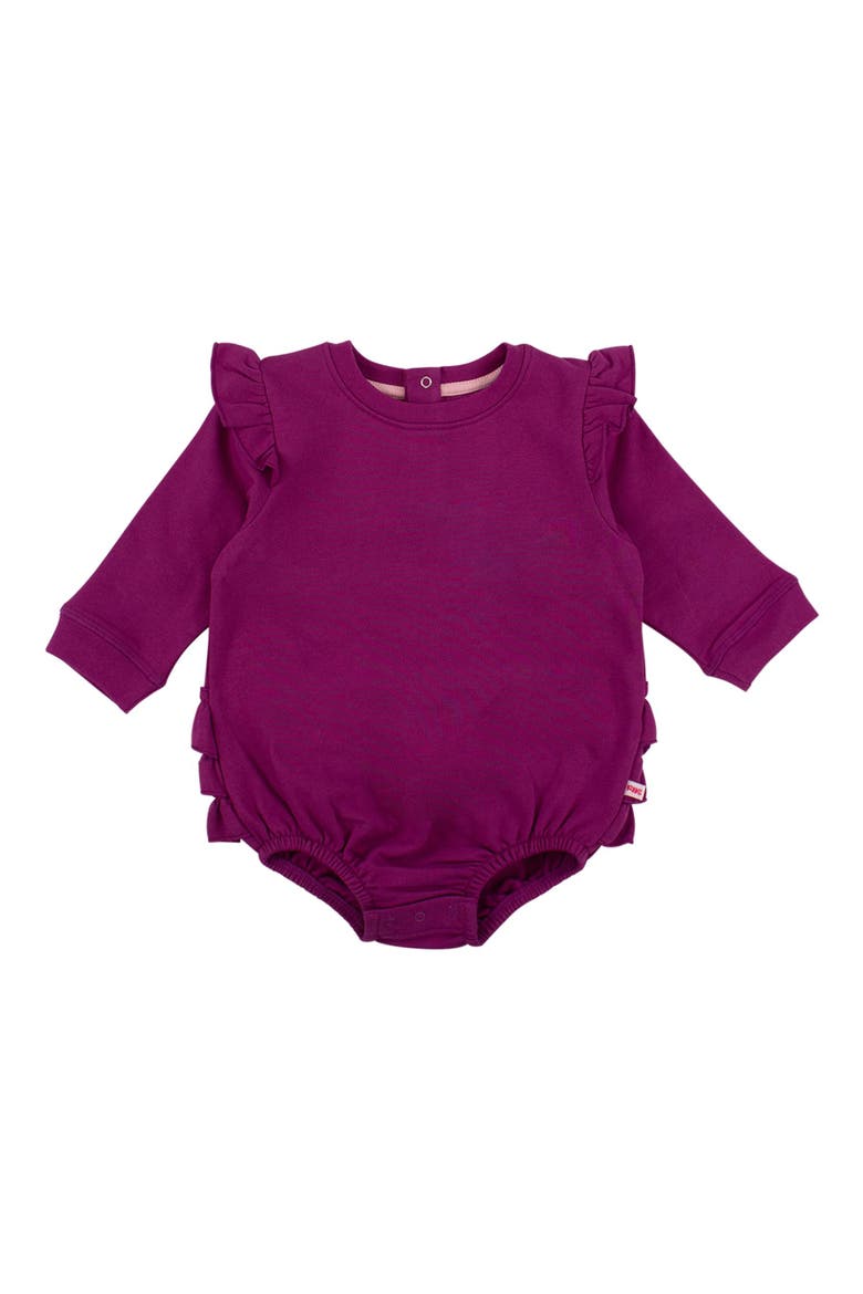 Baby Girls Sweatshirt Bubble Romper, Main, color, Plum Tart