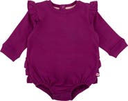 RuffleButts Baby Girls Sweatshirt Bubble Romper
