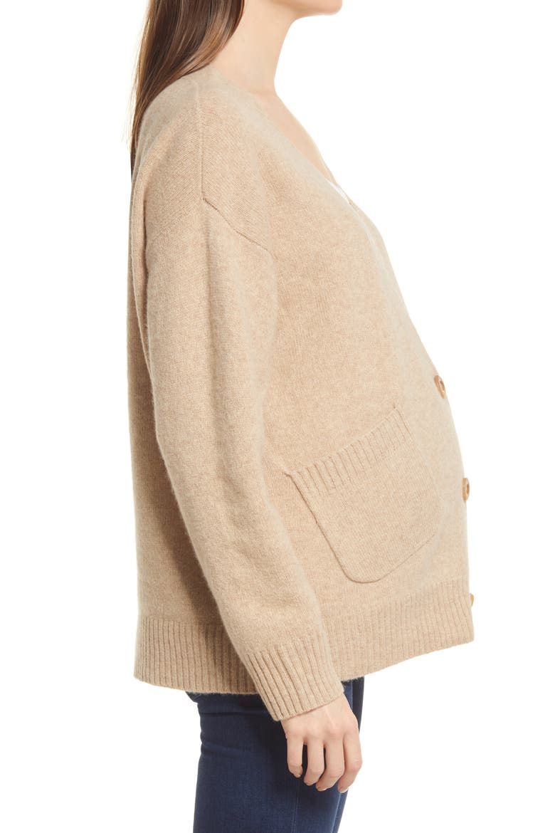 Renee Yak & Wool Blend Maternity Cardigan, Alternate, color, BEIGE