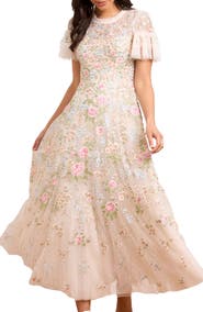 Needle & Thread Antoinettes Floral Round Neck Midi Gown