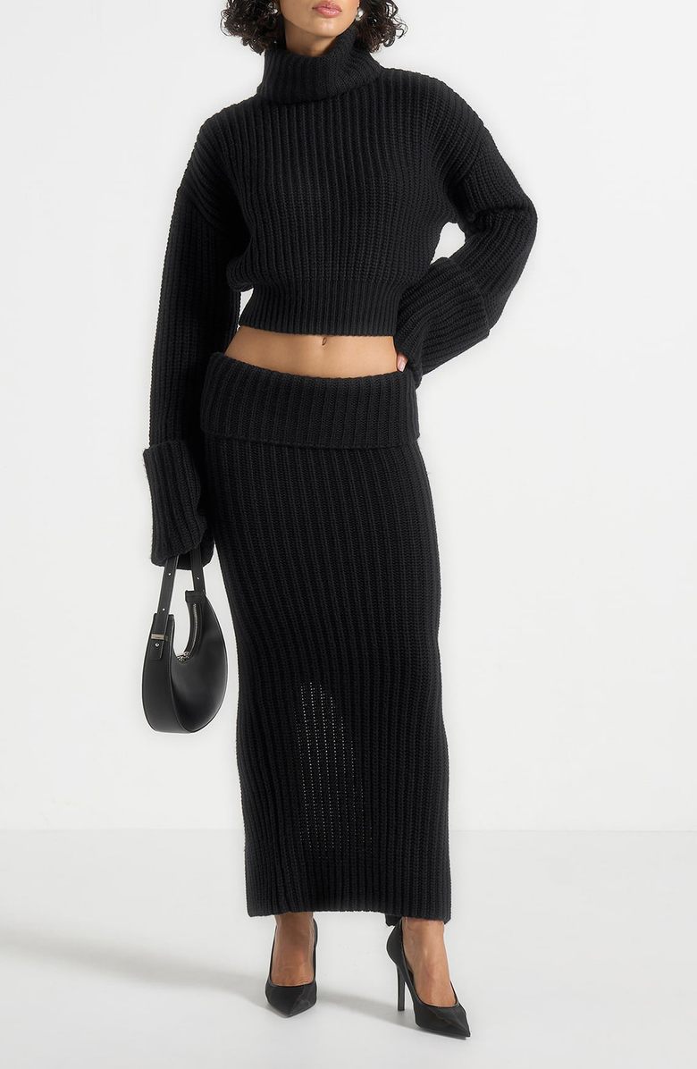 Manière De Voir Amaya Roll Neck Knit Jumper With Cuffs, Alternate, color, Black