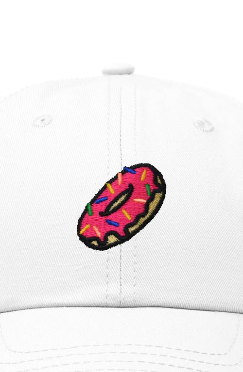 Dalix Donut Embroidered Adjustable Cap In White