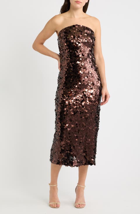 Paillette Strapless Body-Con Cocktail Dress