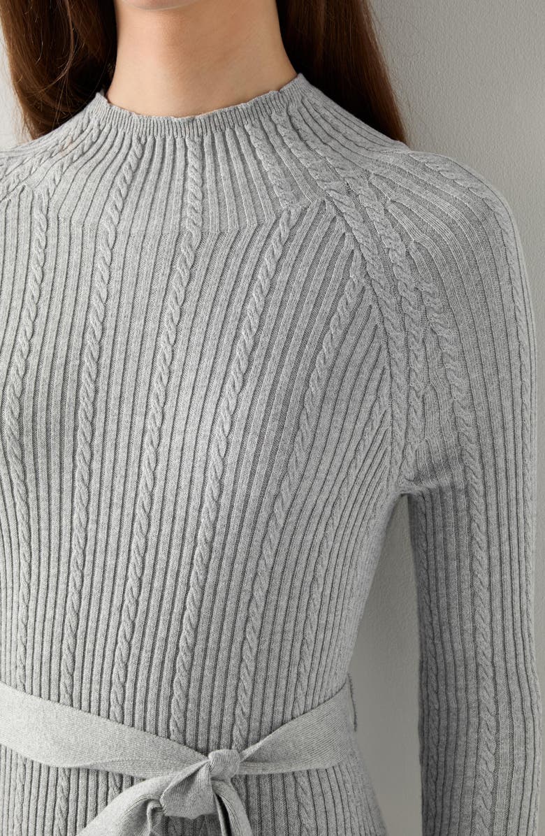 LK Bennett Cable & Rib Long Sleeve Cotton & Wool Sweater Dress, Alternate, color,