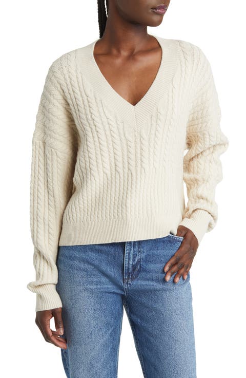 Babysoft V-Neck Cable Knit Sweater