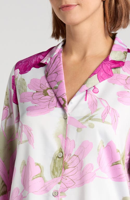 Natori Croisette Floral Matte Satin Pajamas In Pink Multi