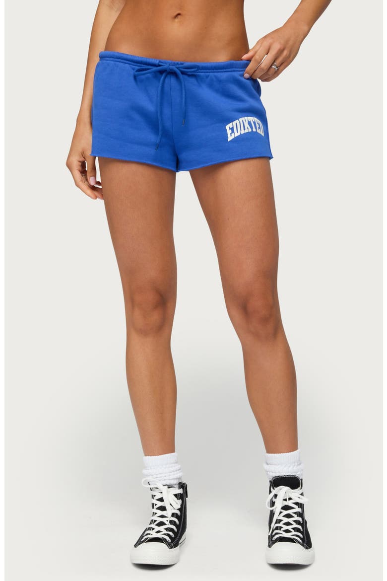 Sporty Babe Drawstring Micro Shorts, Main, color, BLUE