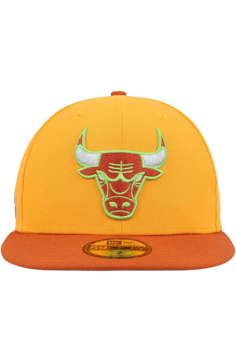 New Era Men's New Era Gold/Rust Chicago Bulls 59FIFTY Fitted Hat, Alternate, color,