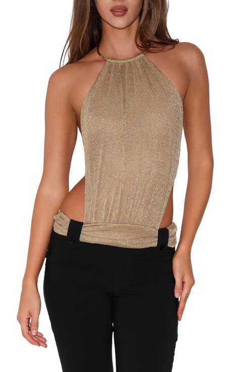 Evanna 2.0 Metallic Halter Top