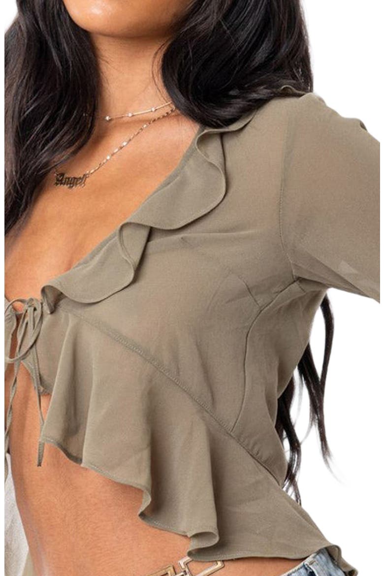 Resse Ruffle Chiffon Top, Alternate, color, OLIVE
