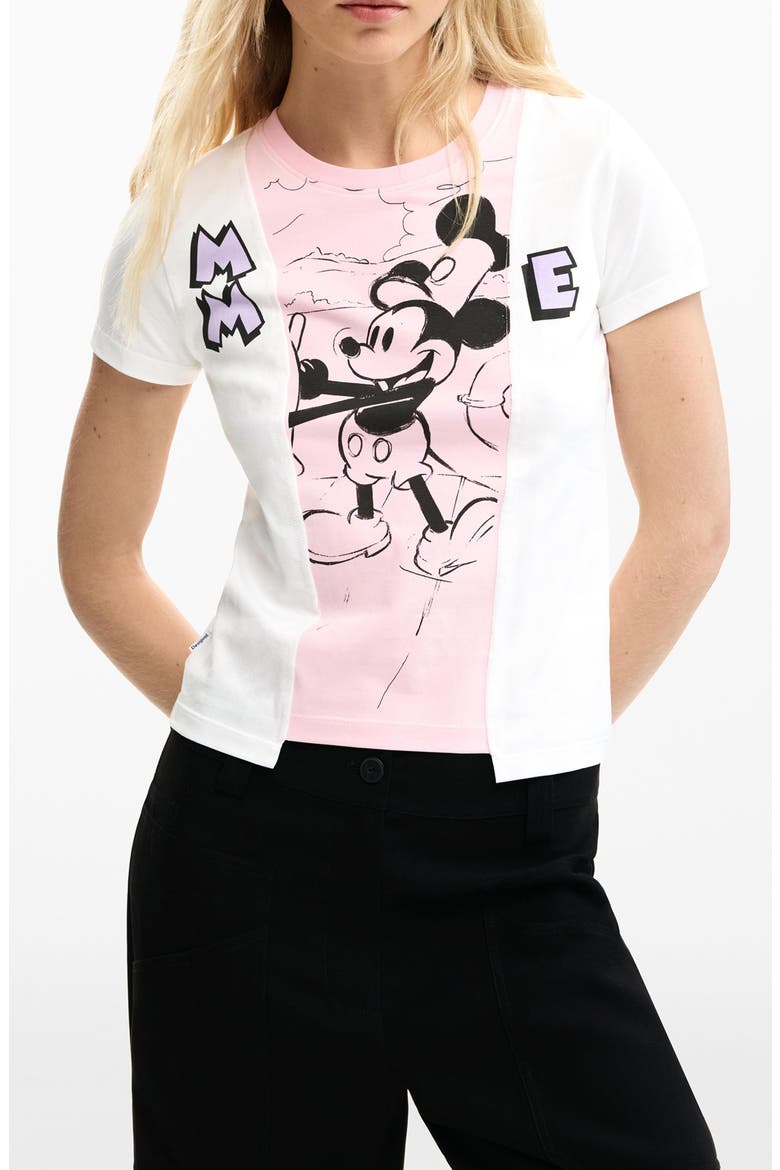 Mickey Mouse Paneled Graphic T-Shirt, Main, color, WHITE